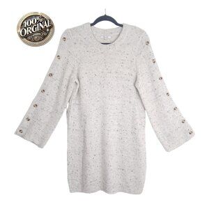 Madewell Sweater Dress Women Medium Beige Wool Blend Long Button Sleeve Pullover